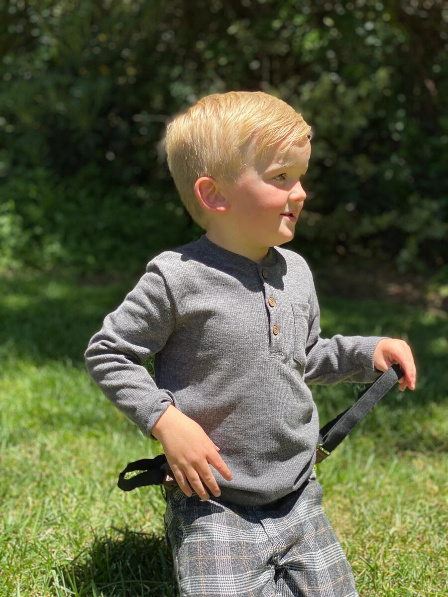 Heathered Charcoal Benji Ribbed Henley