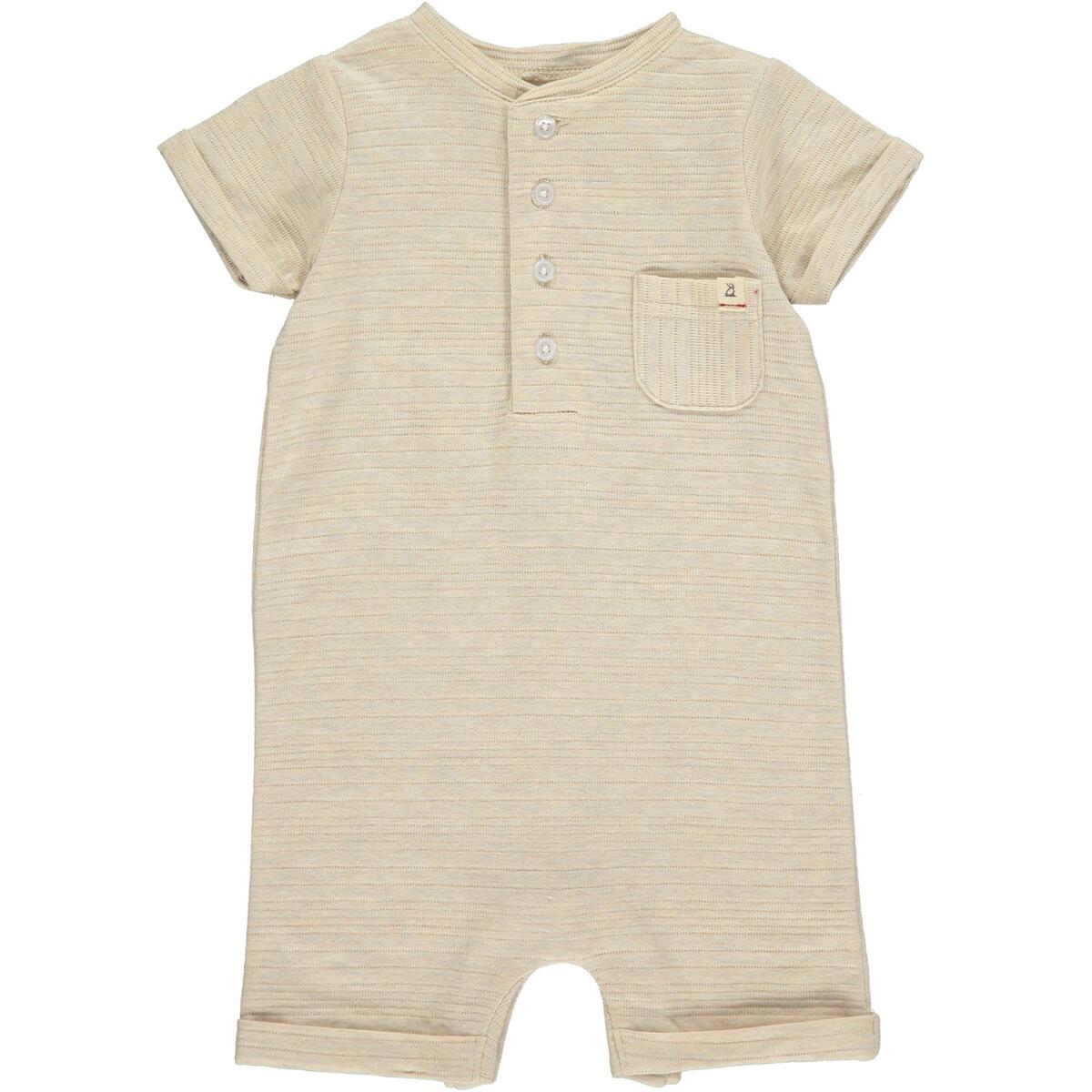 Beige Henley Short Romper
