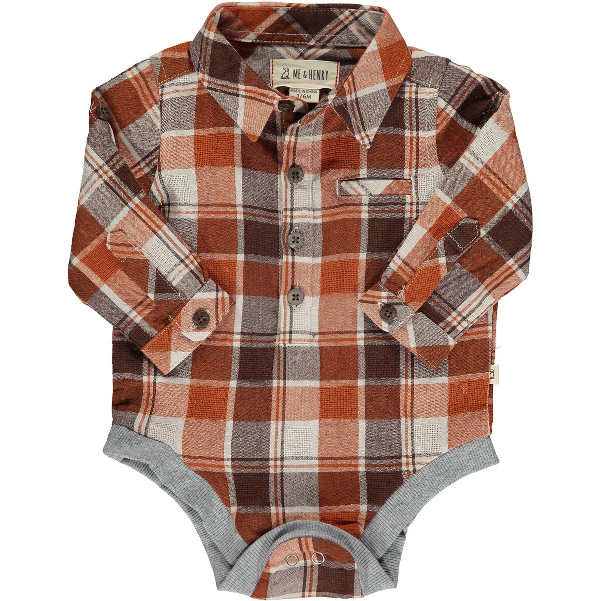 Jasper Woven Rust/Navy Plaid Onesie