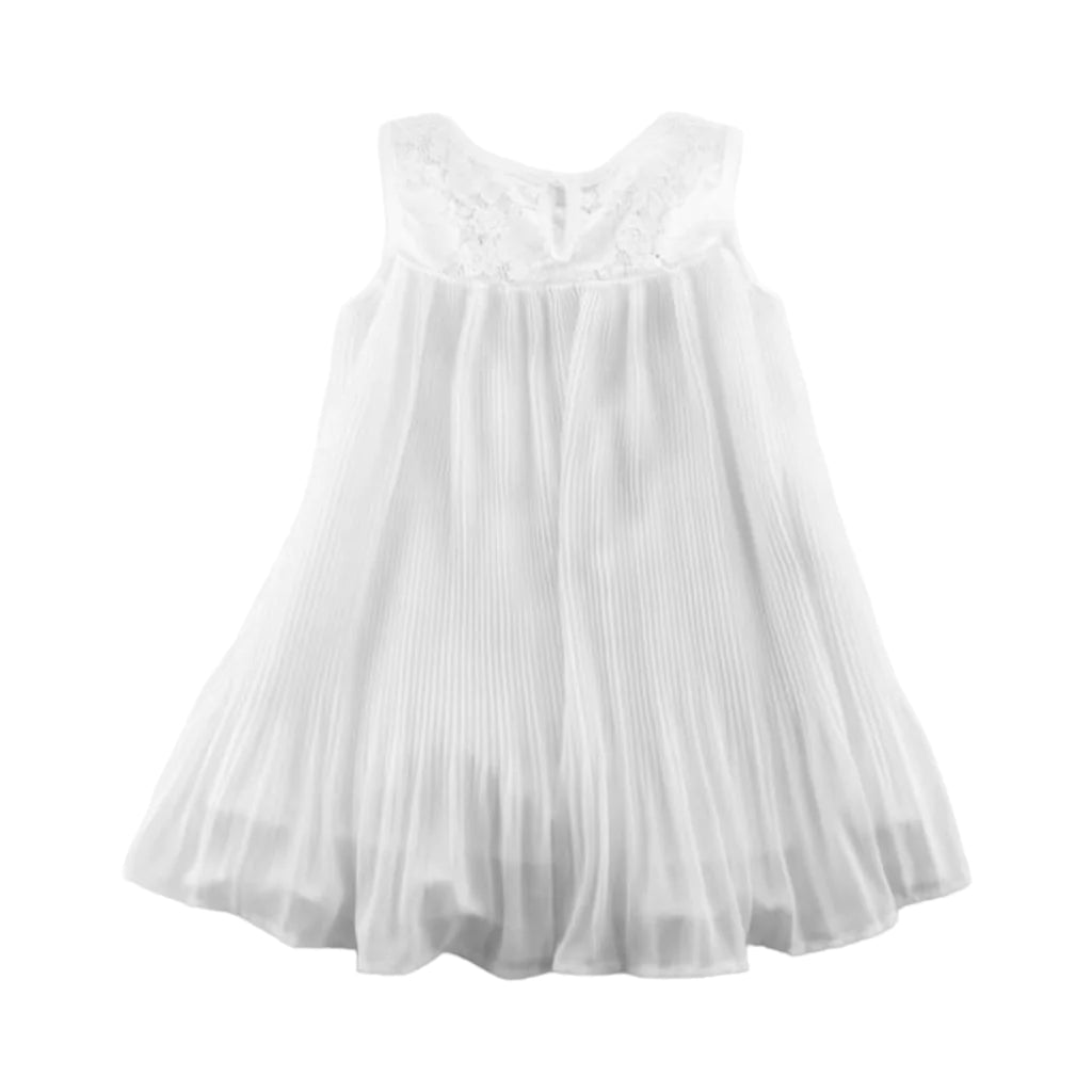Floral Trim Pleat Dress
