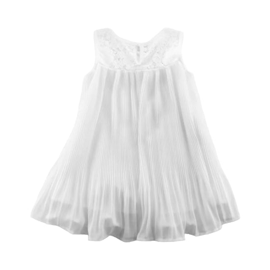 Floral Trim Pleat Dress