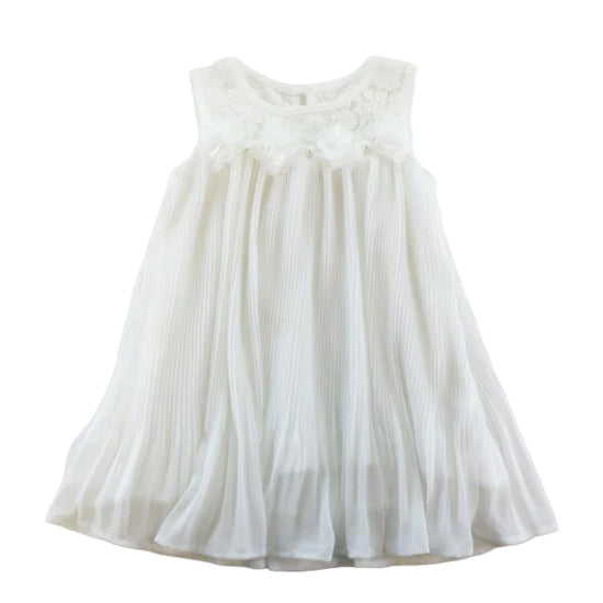 Floral Trim Pleat Dress