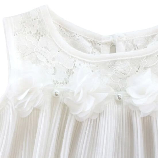 Floral Trim Pleat Dress