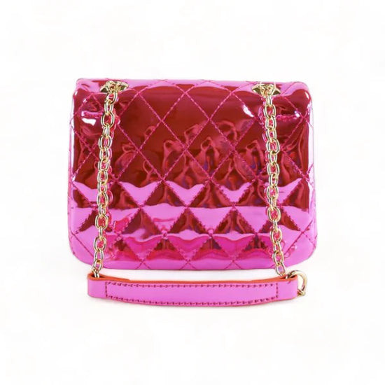 Fuchsia Metallic Crossbody Quilted Purse