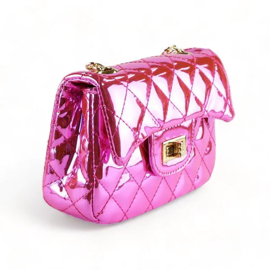 Fuchsia Metallic Crossbody Quilted Purse