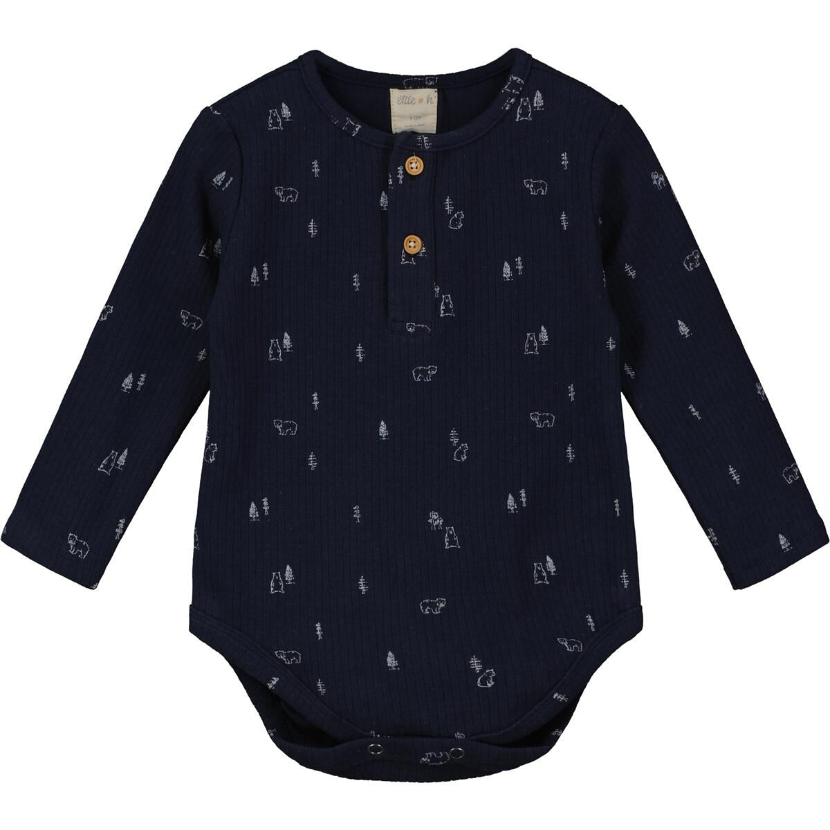 Navy Woodland Bear Onesie
