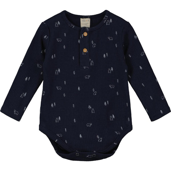 Navy Woodland Bear Onesie