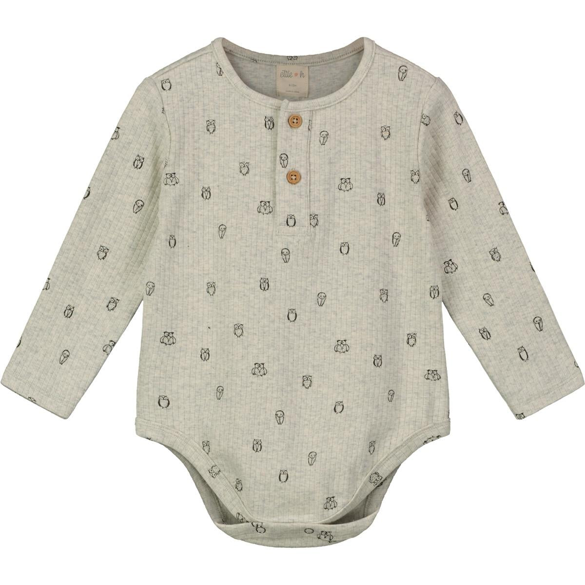 Oatmeal Owl Long Sleeve Onesie