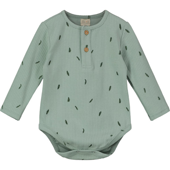 Sage Feather Long Sleeve Onesie