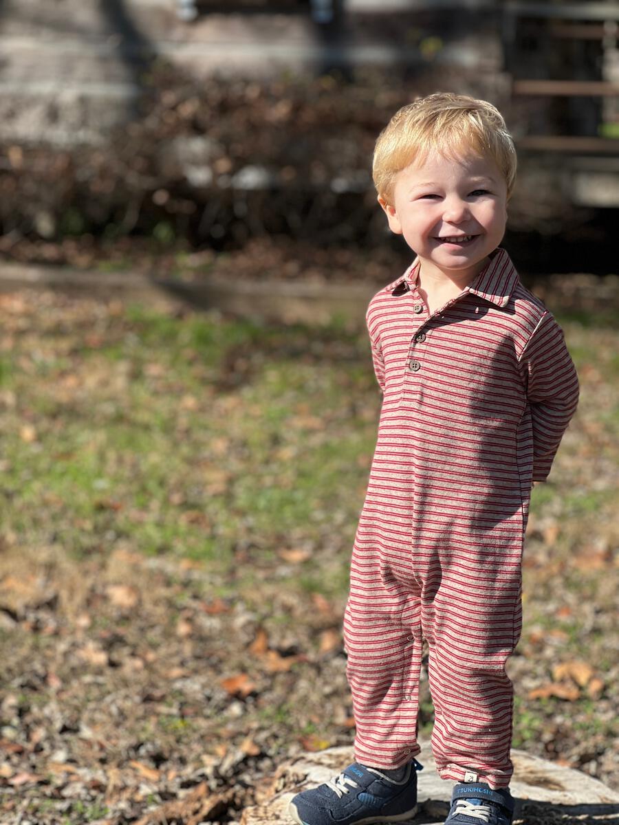 Kingston Polo Romper Red Stripe