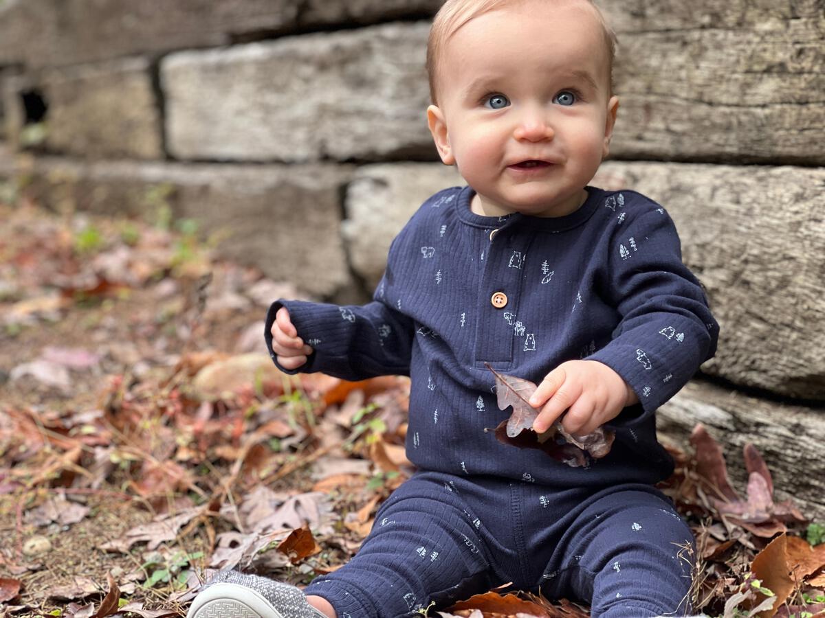 Navy Woodland Bear Onesie