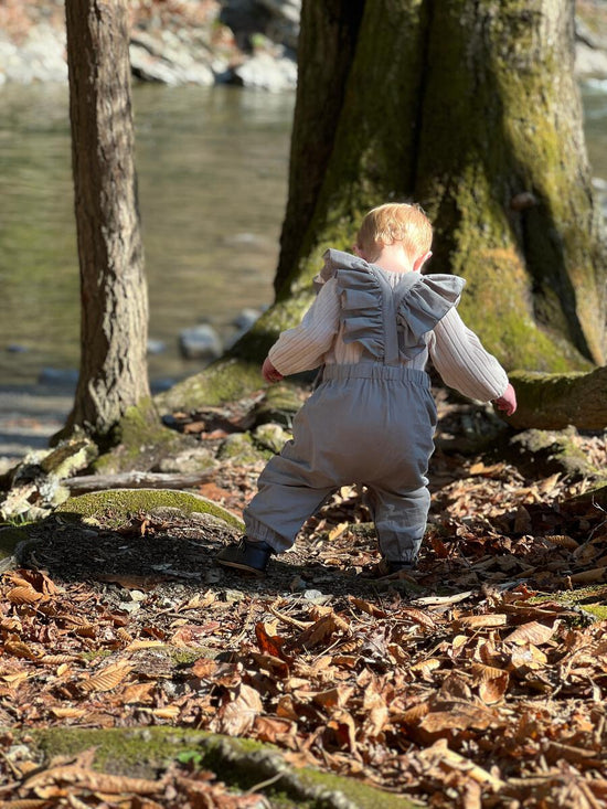 Load image into Gallery viewer, Eloise Ruffle Overall in Grey
