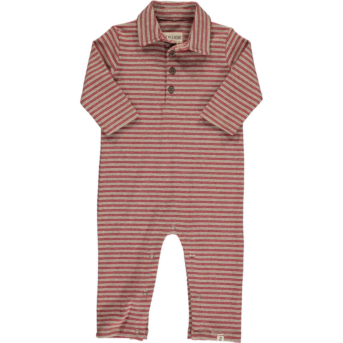 Kingston Polo Romper Red Stripe