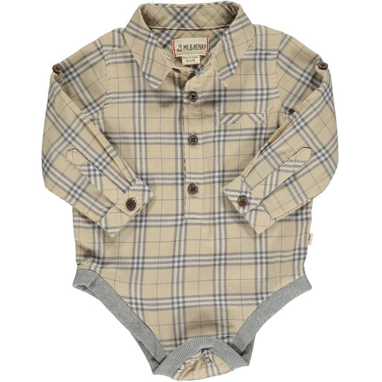 Jasper Woven Tan Plaid Onesie