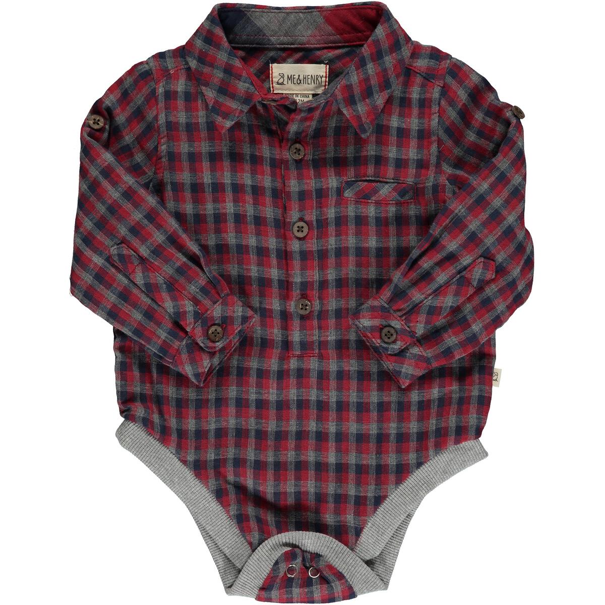 Jasper Woven Red Plaid Onesie