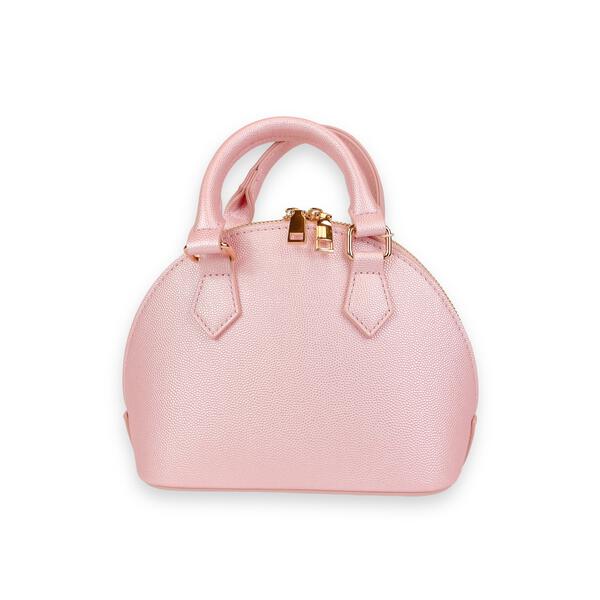 Pink Pearl Studs Leather Barrel Bag