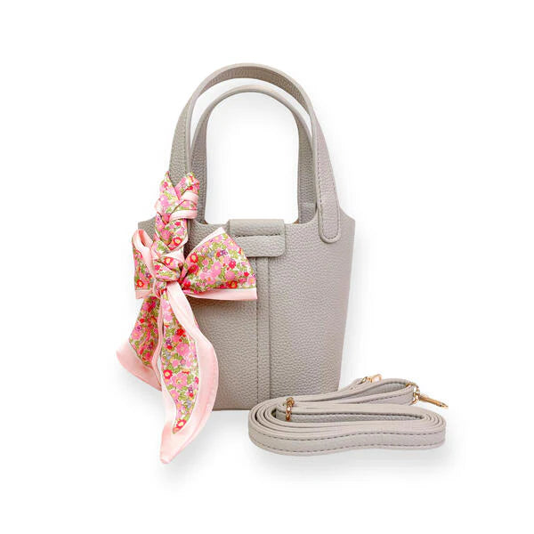 Grey Satchel Bag with Scarf