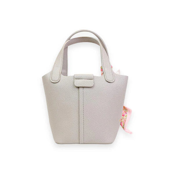 Grey Satchel Bag with Scarf