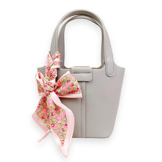 Grey Satchel Bag with Scarf
