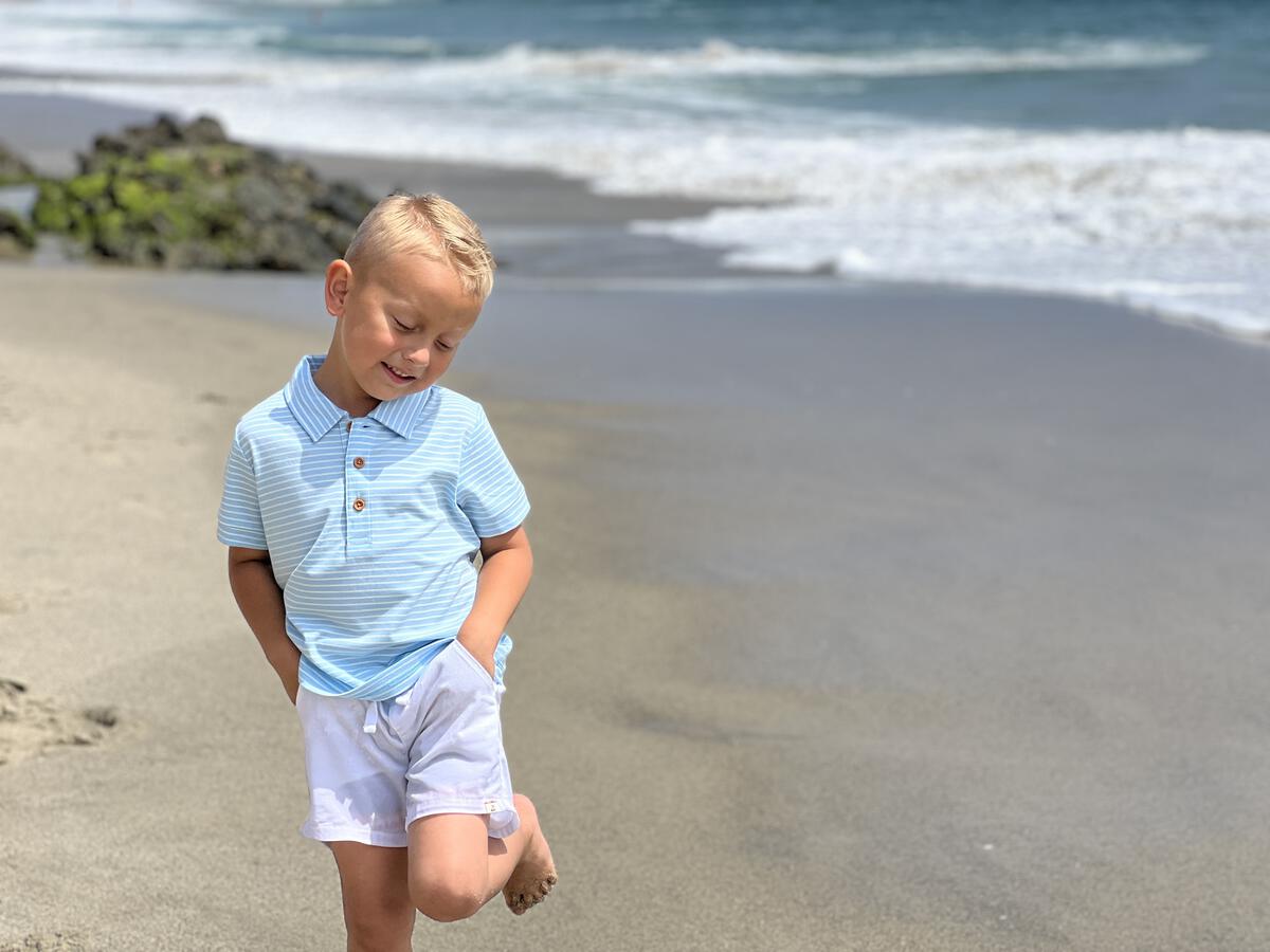 Starboard Aqua/Blue Stripe Polo