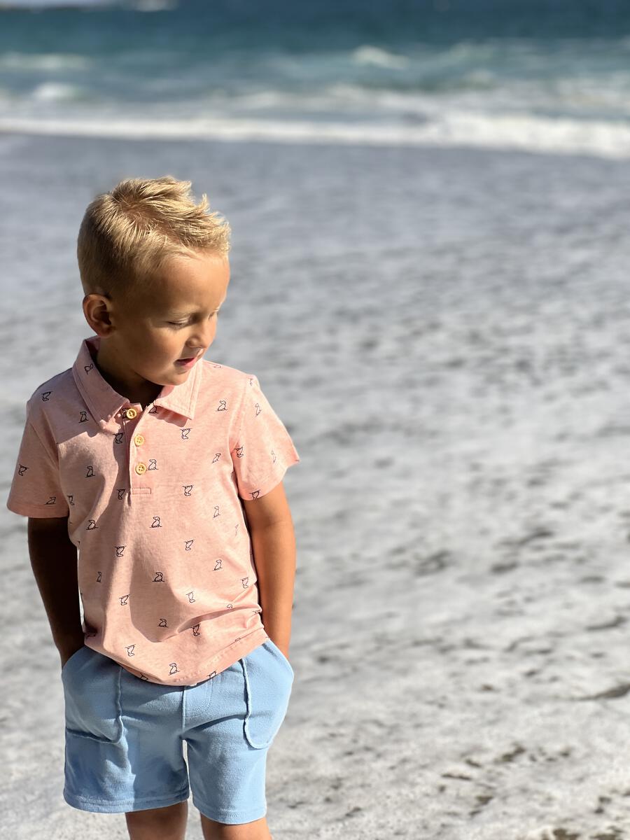 Peach Henry Pup Print Polo