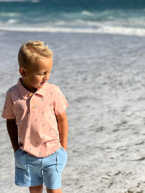 Peach Henry Pup Print Polo