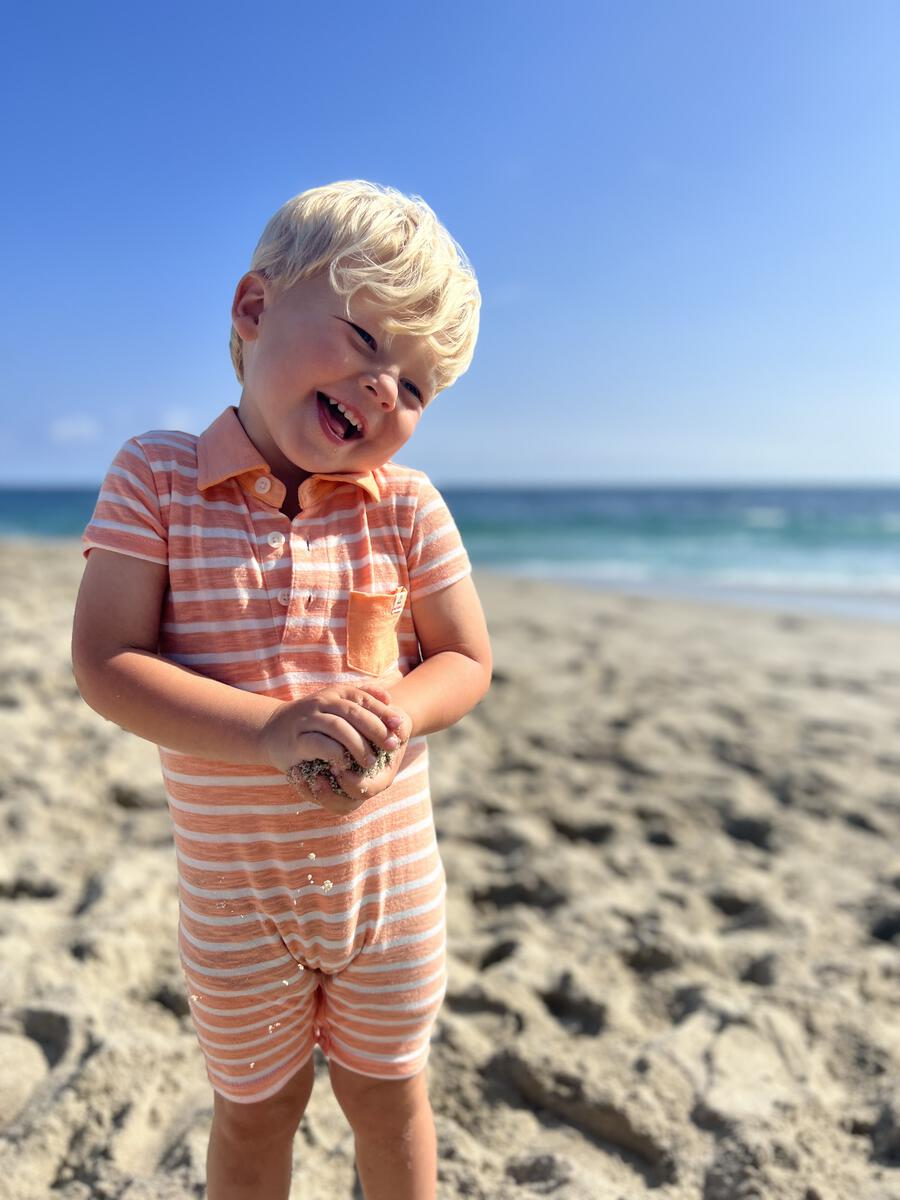 Peach/White Polo Romper