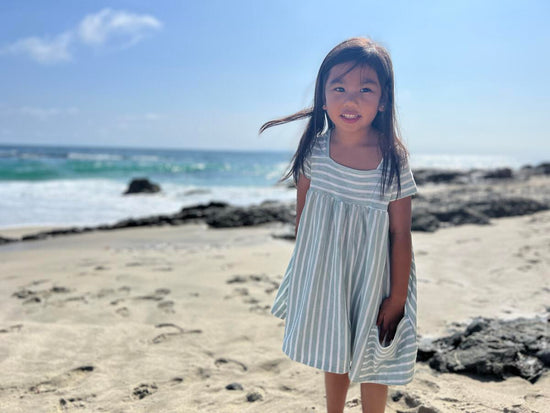 Load image into Gallery viewer, Rylie Green/White Striped Dress
