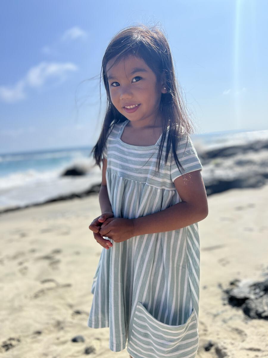 Rylie Green/White Striped Dress