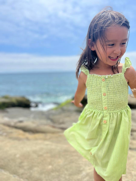 Jill Lime Stripe Smocked Dress