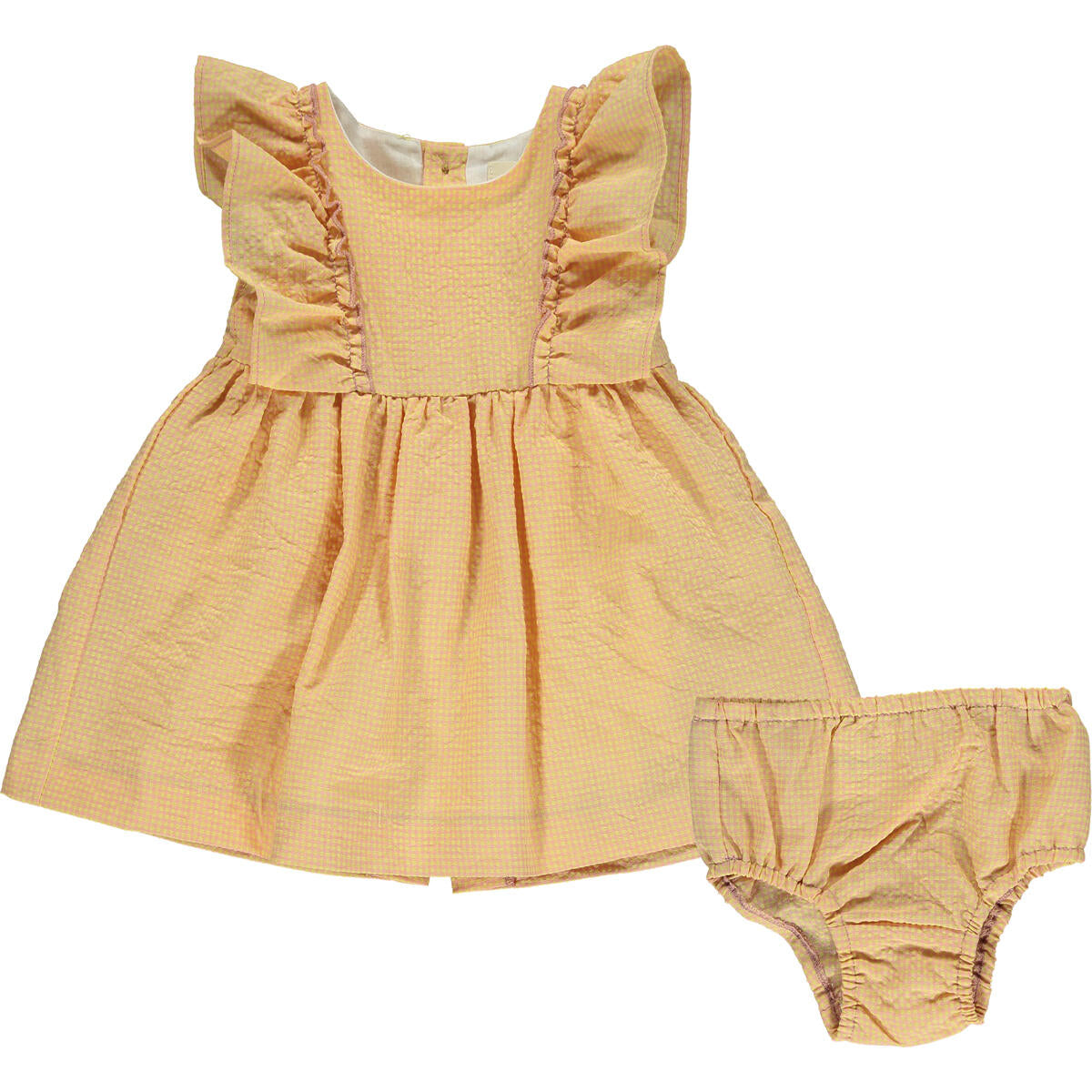 Michelle Sherbert Check Ruffle Dress/Bloomer Set