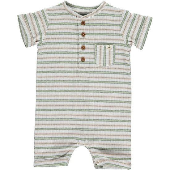 Pink/white/grey ribbed henley romper
