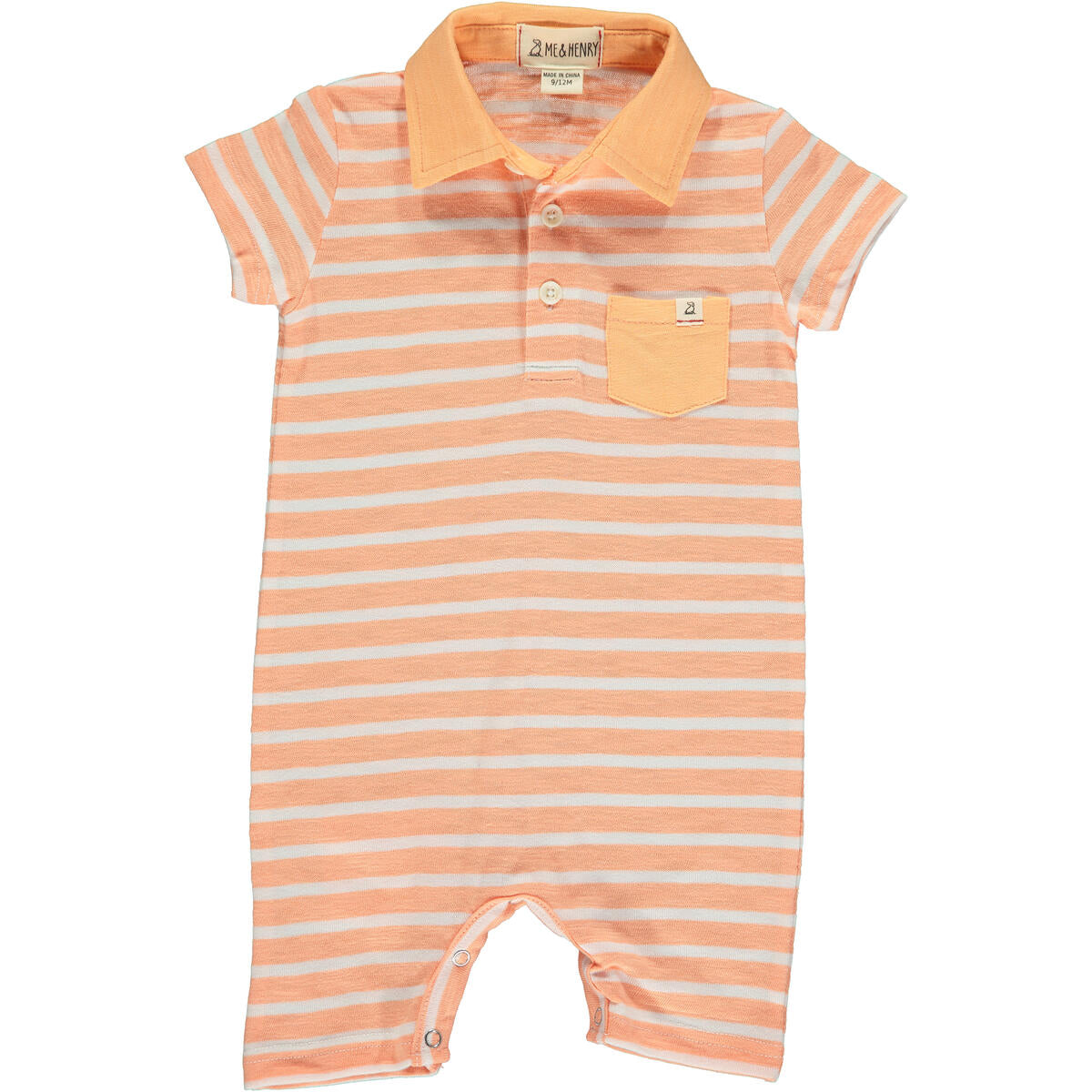 Peach/White Polo Romper