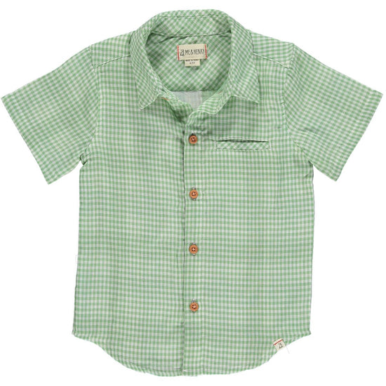 Green plaid woven shirt