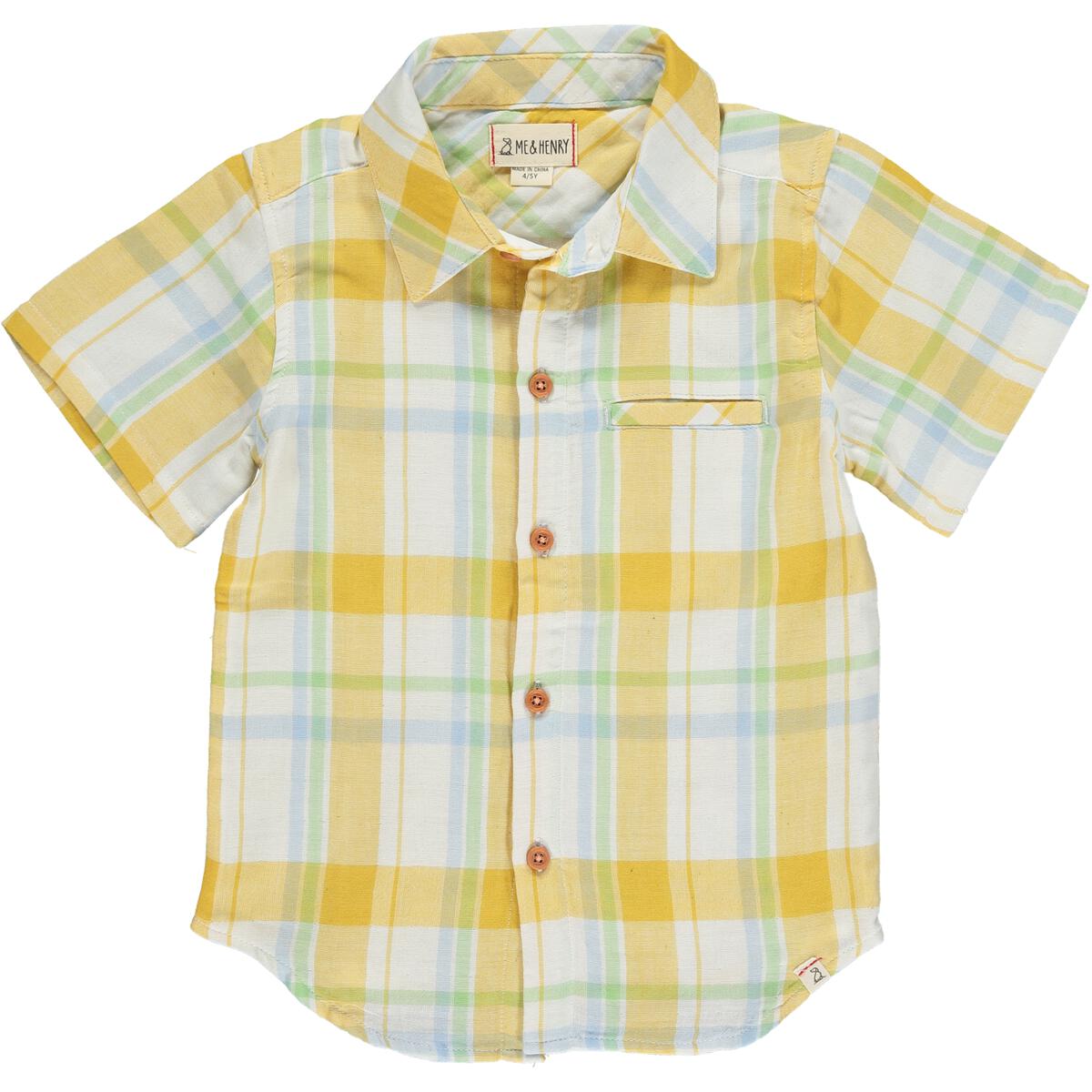 Gold/cream plaid woven shirt