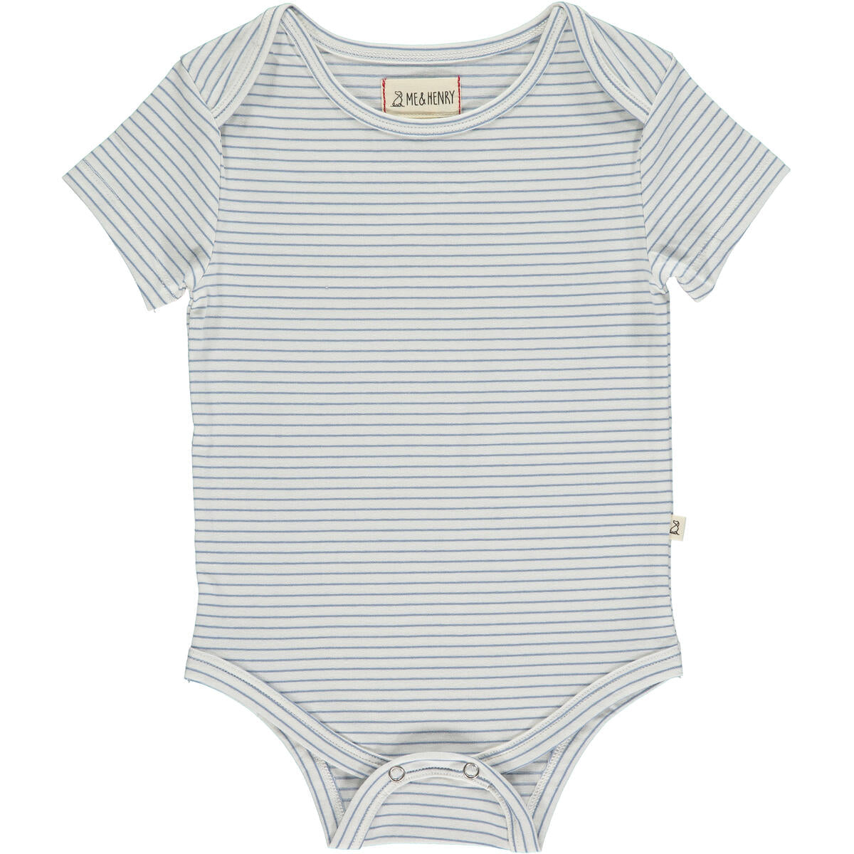 White/Blue Walty Soft Stripe Short Sleeve Onesie