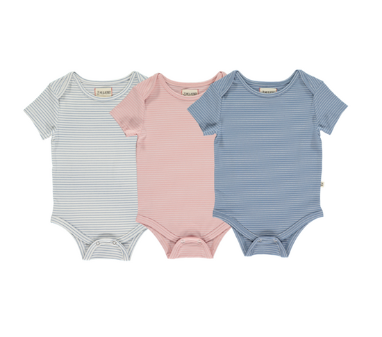Load image into Gallery viewer, Peach Walty Soft Stripe Short Sleeve Onesie

