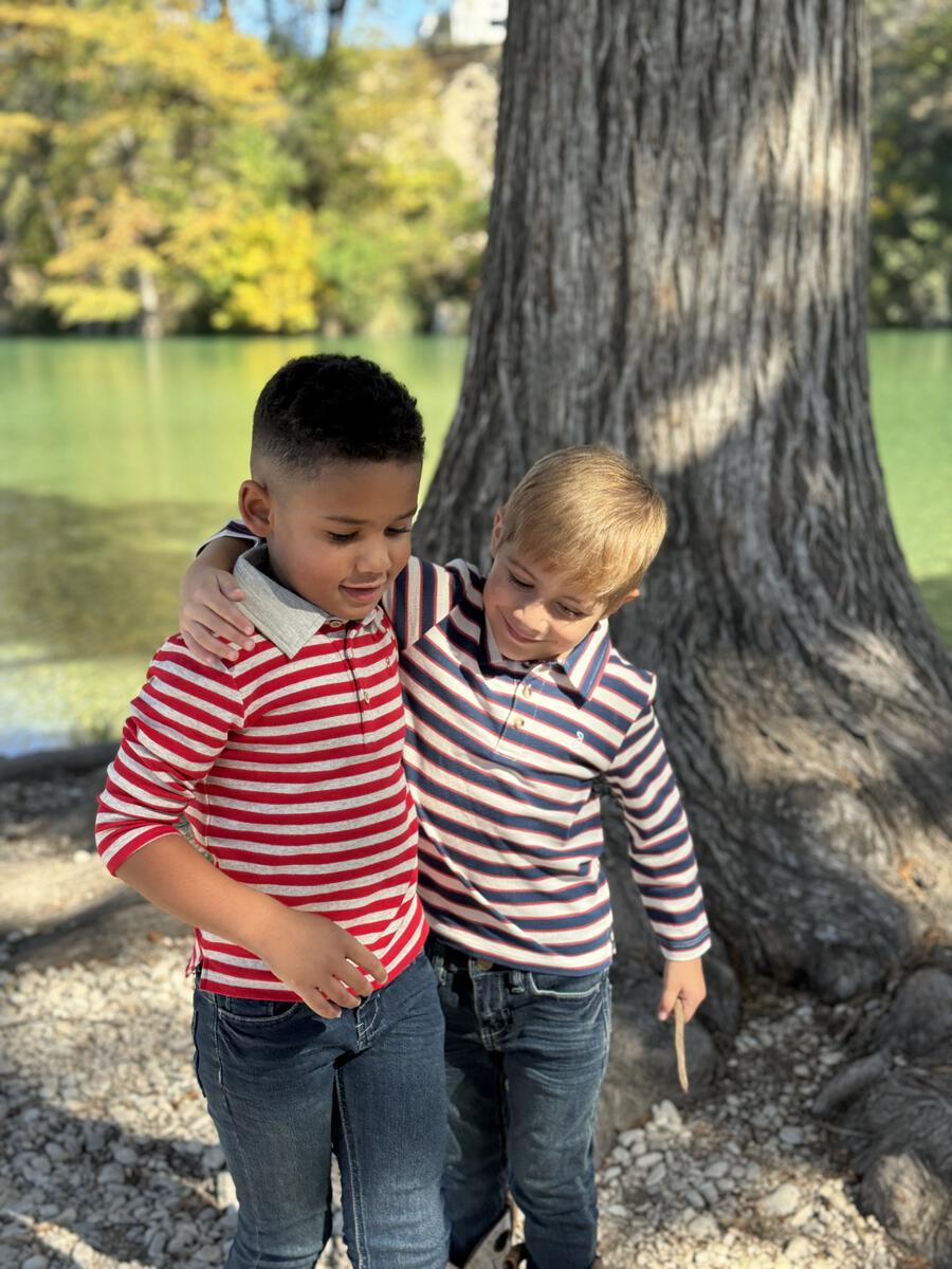 Red/Grey Stripe Waverly Longsleeve Polo