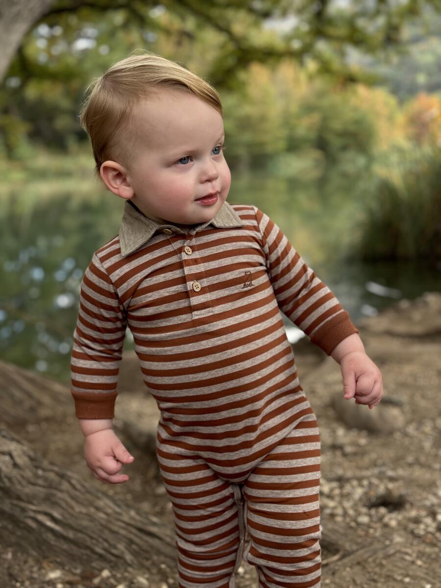 Brown/Beige Stripe Kingston Polo Rompe