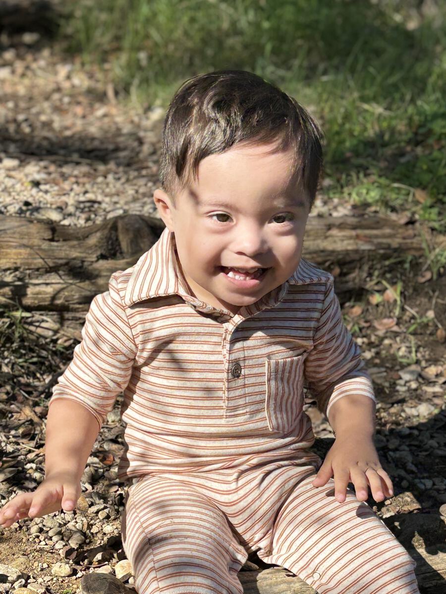 Kingston Pumpkin/Beige Double Stripe Romper