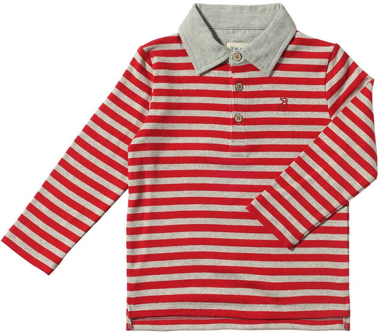Red/Grey Stripe Waverly Longsleeve Polo