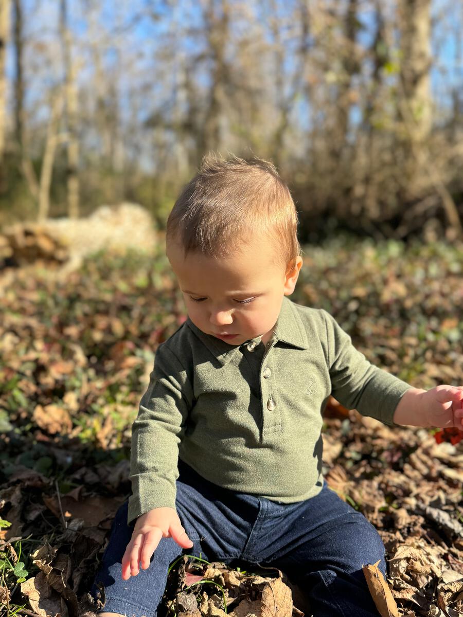 Seymore Olive Pique Polo Onesie