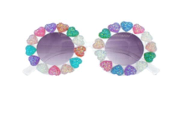 Glitter Hearts All Around Flower Shape Sunglasses