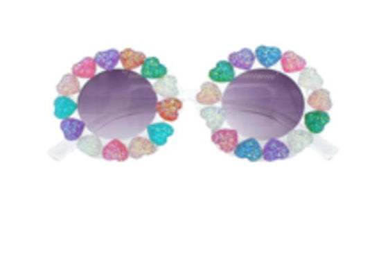 Glitter Hearts All Around Flower Shape Sunglasses