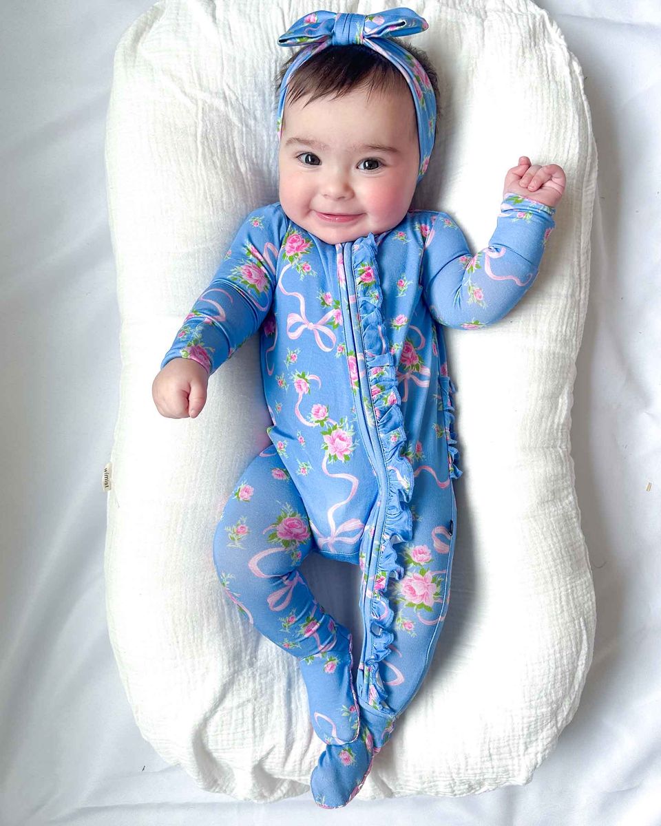 Elodie Ruffled Zipper Bamboo Footie