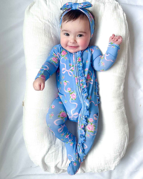 Elodie Ruffled Zipper Bamboo Footie