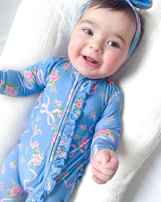 Elodie Ruffled Zipper Bamboo Footie