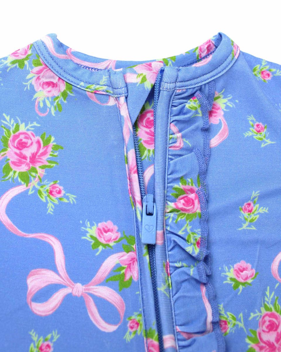 Elodie Ruffled Zipper Bamboo Footie