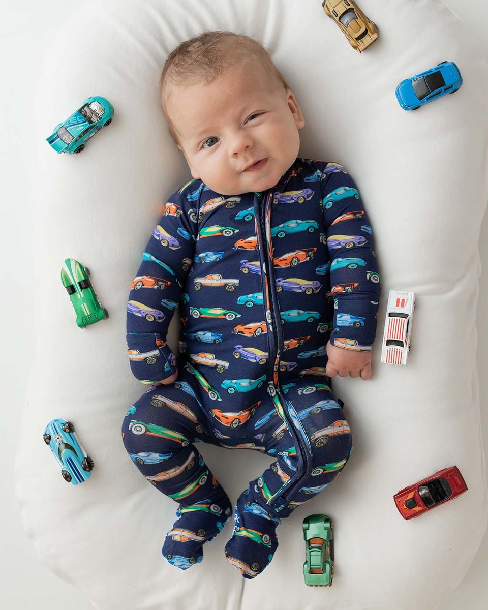 Jackson Car Zippered Bamboo Footie
