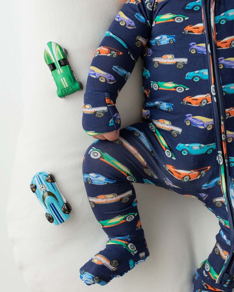 Jackson Car Zippered Bamboo Footie